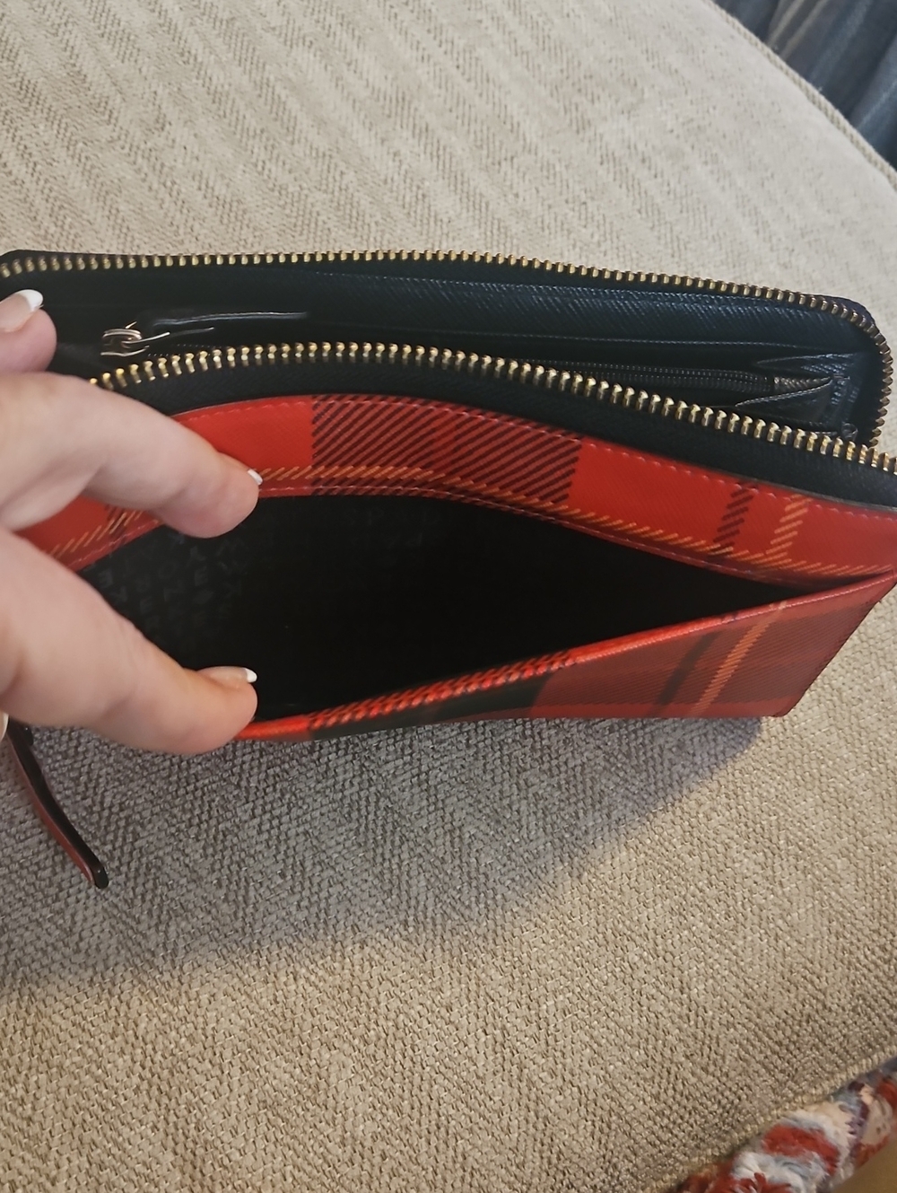 Kate Spade Newbury Lane Red Rachelle Plaid Satchel Wallet Make-up Bag Combo OS - Picture 11 of 16